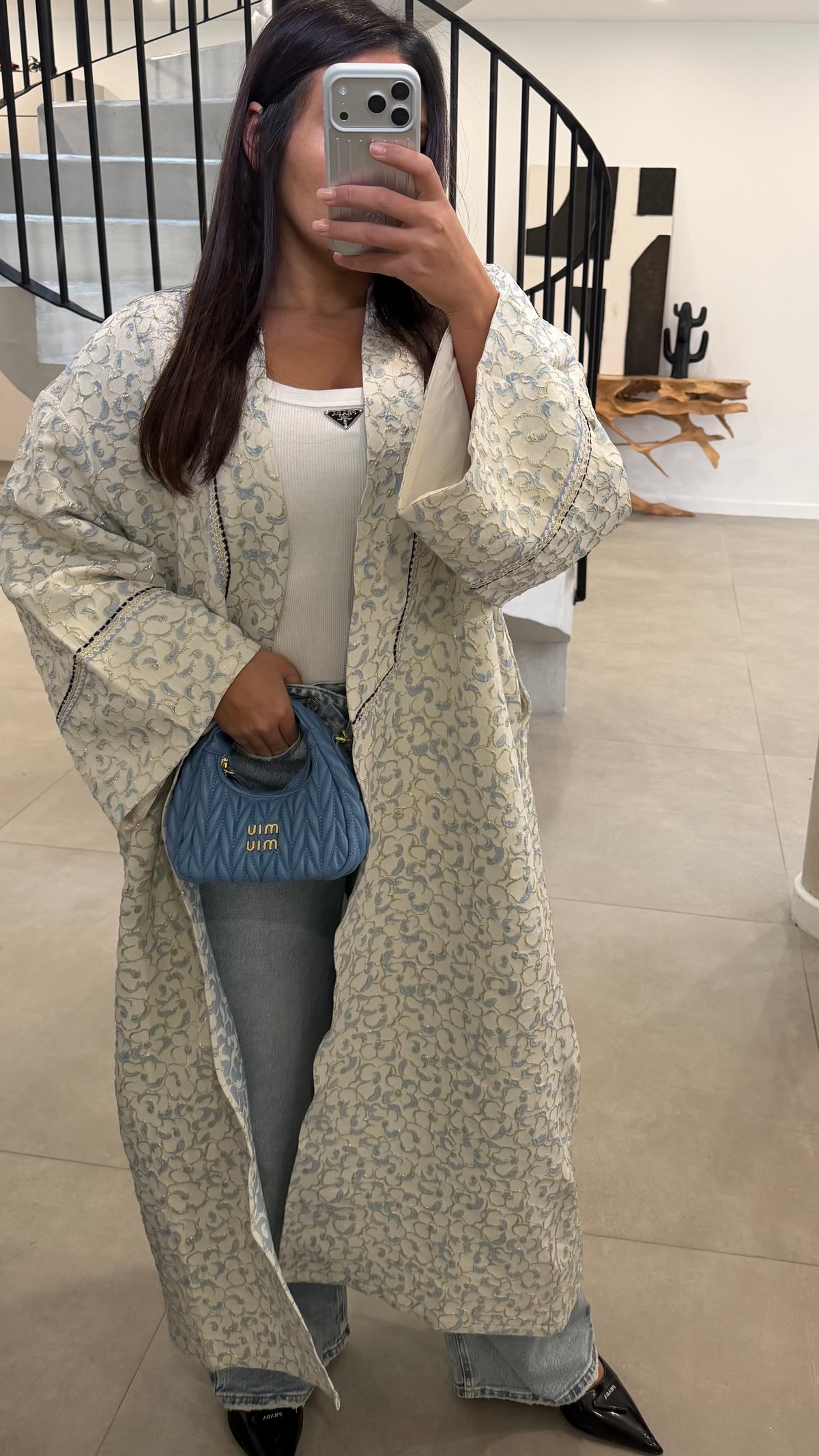 Kimono brocard bleu