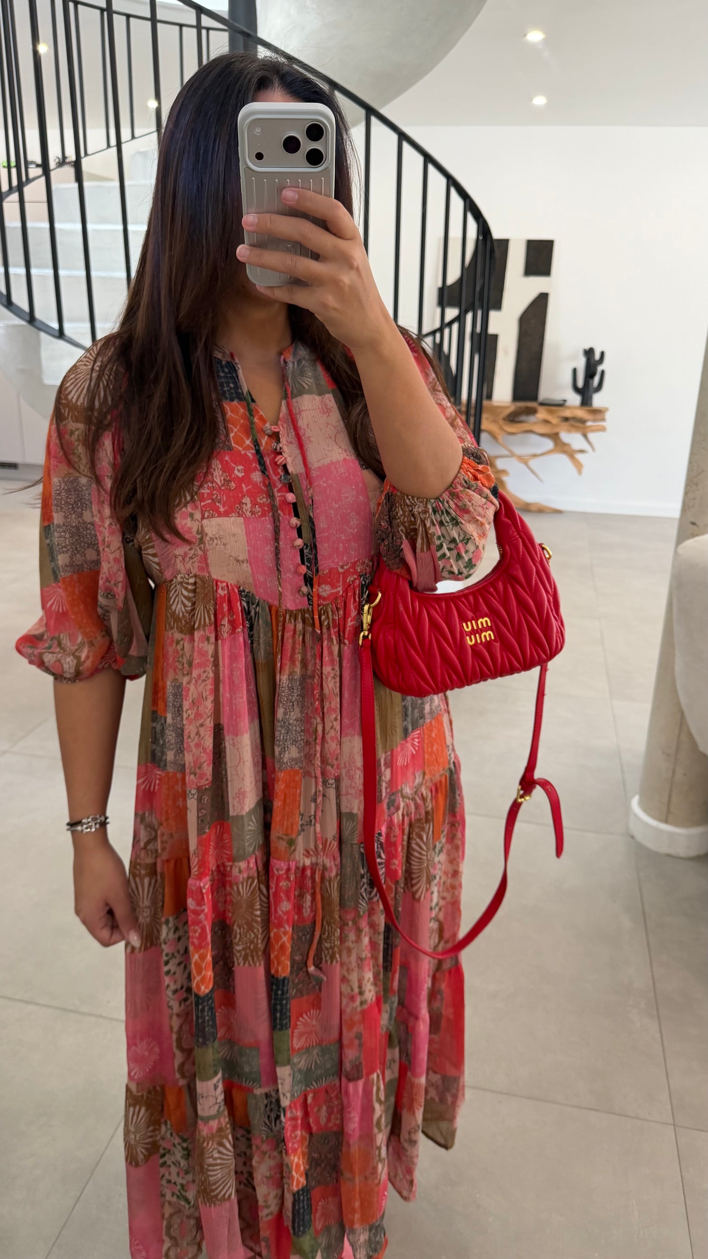 Robe en mousseline multicolore