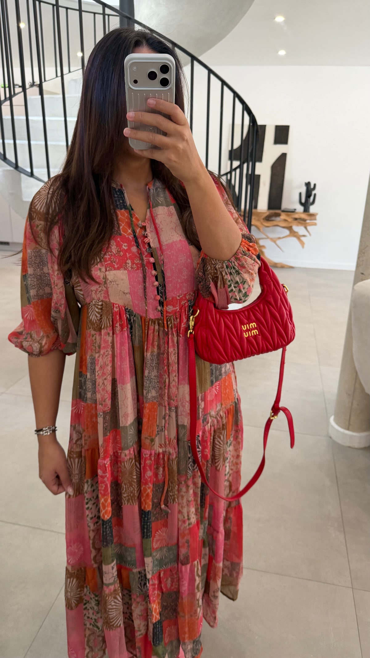 Robe en mousseline multicolore