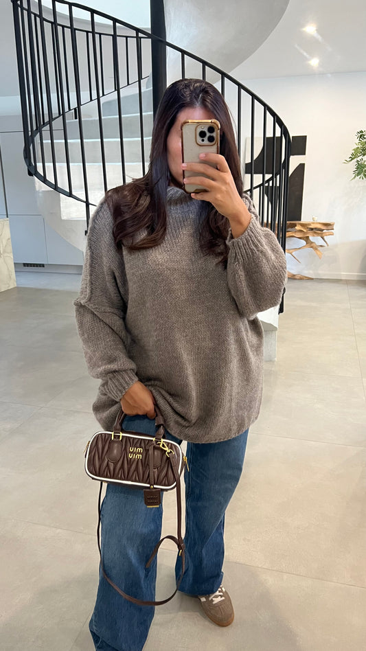 Pull oversize taupe