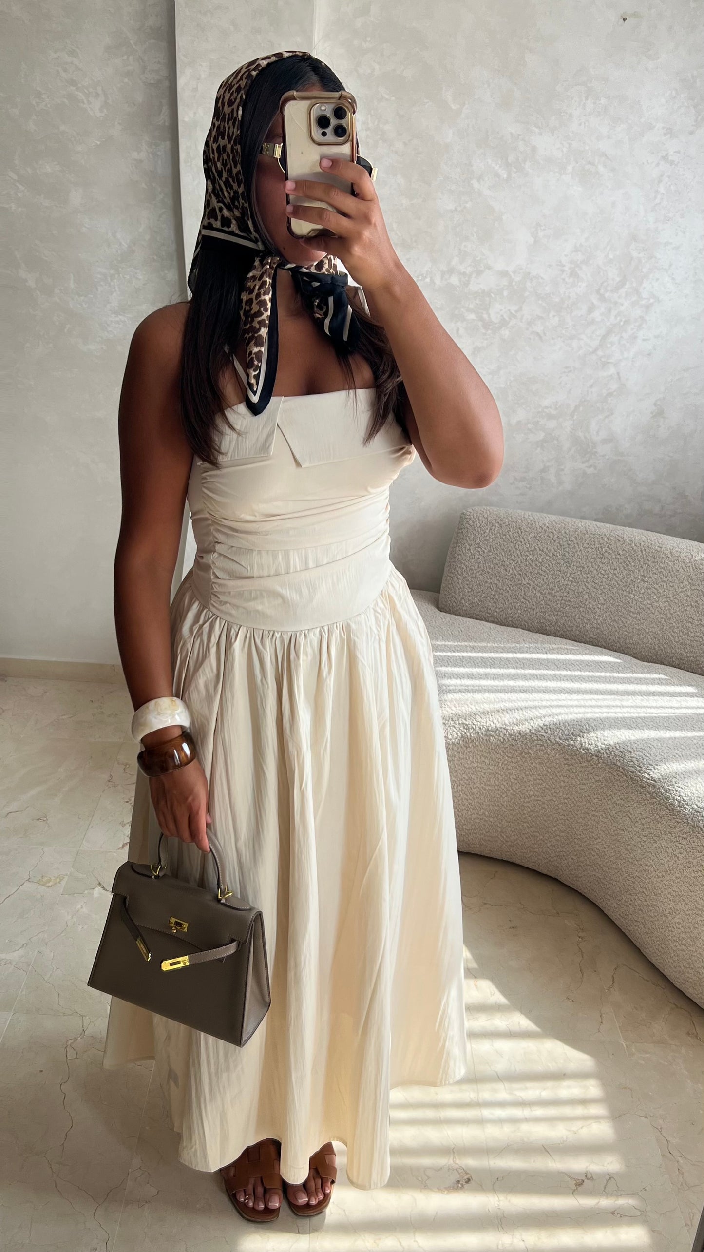 Robe longue beige