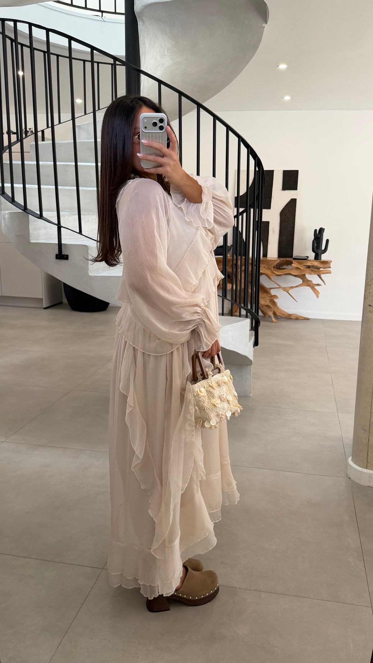 Robe longue à volant