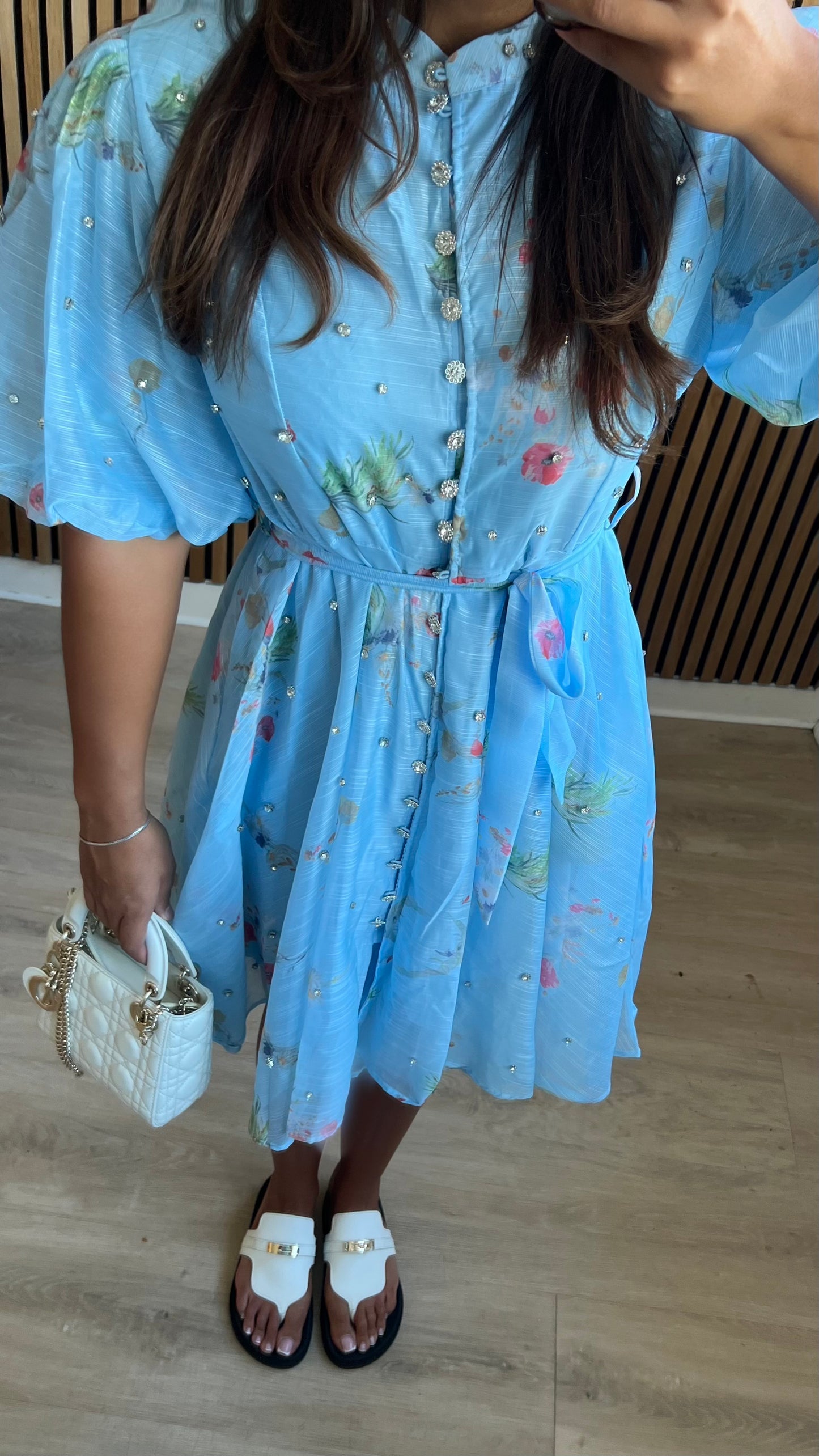 Robe courte à strass bleue
