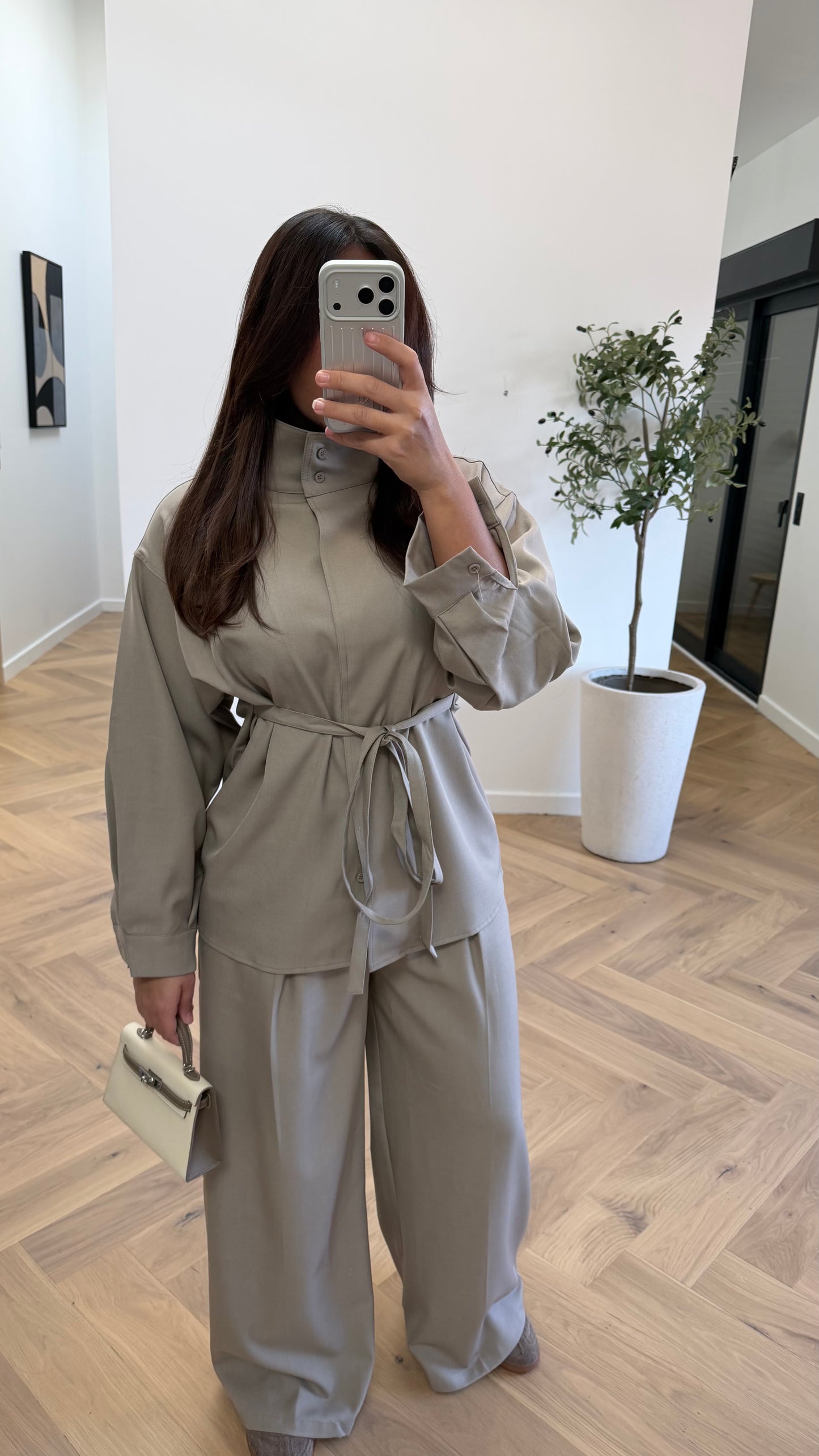 Ensemble ceinturé beige