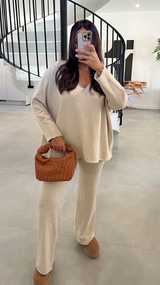 Ensemble en maille beige