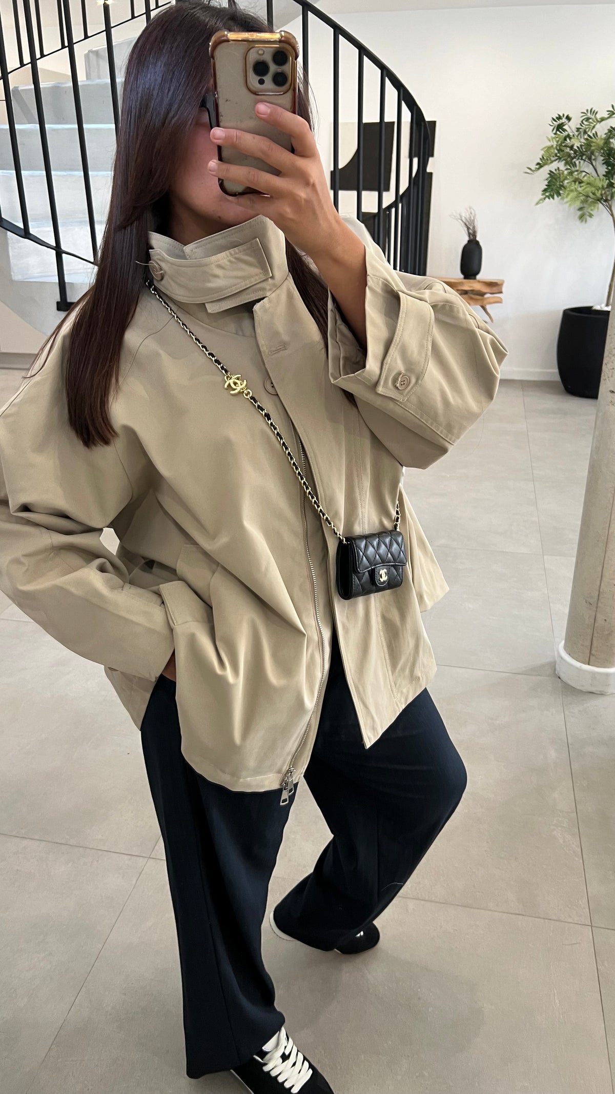 Trench court oversize beige