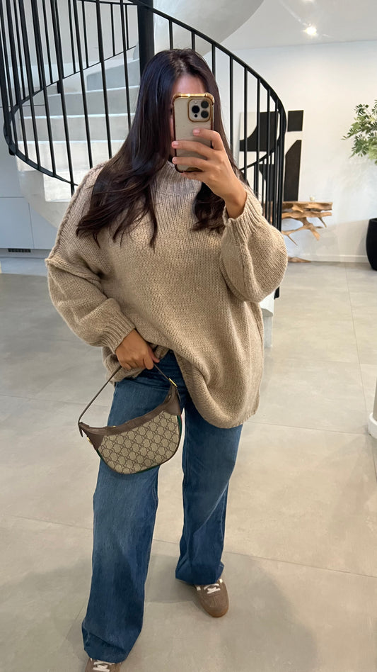 Pull oversize beige
