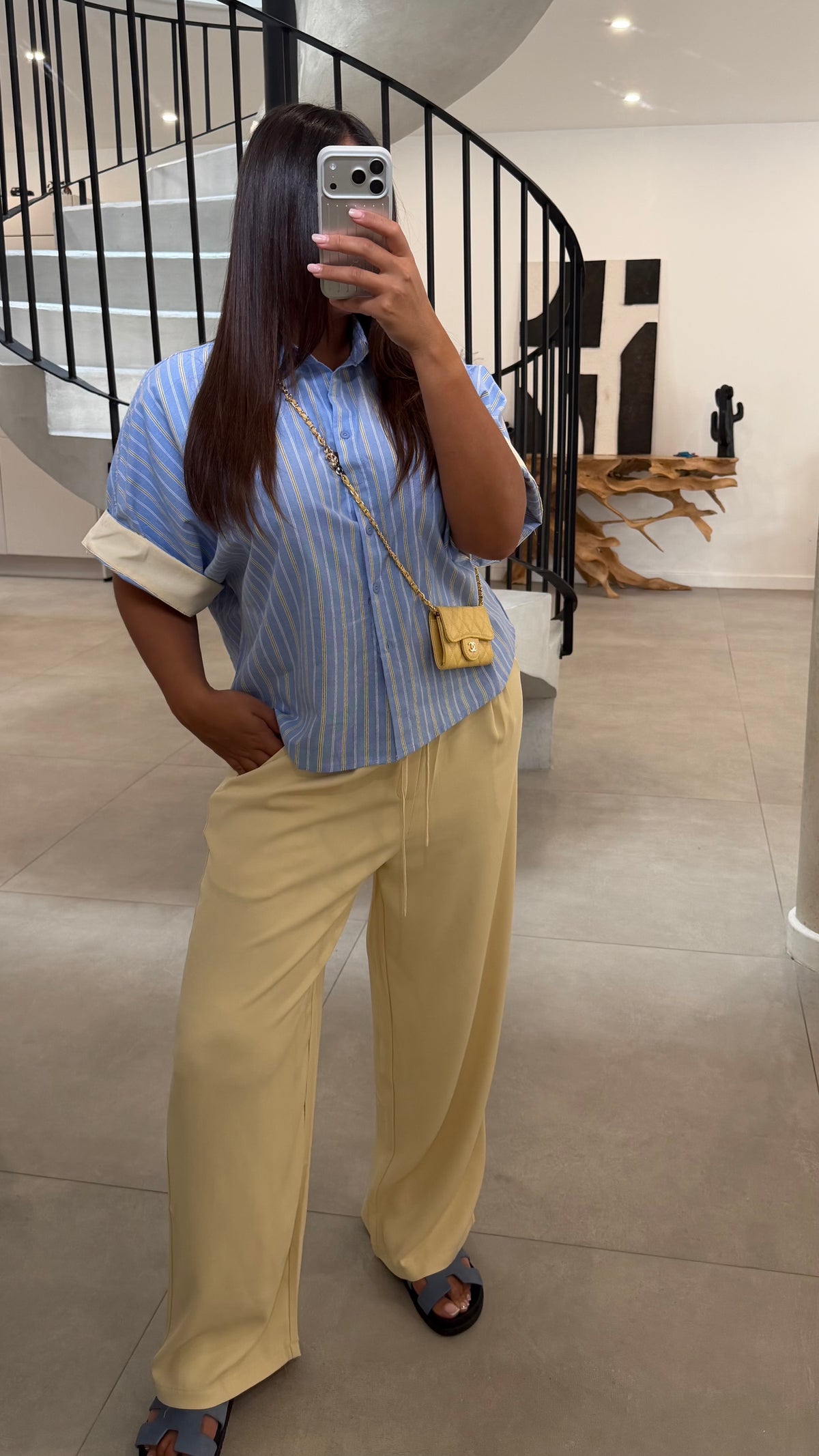 Chemise à rayures bleu