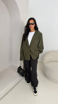 Blazer kaki à manches plissées