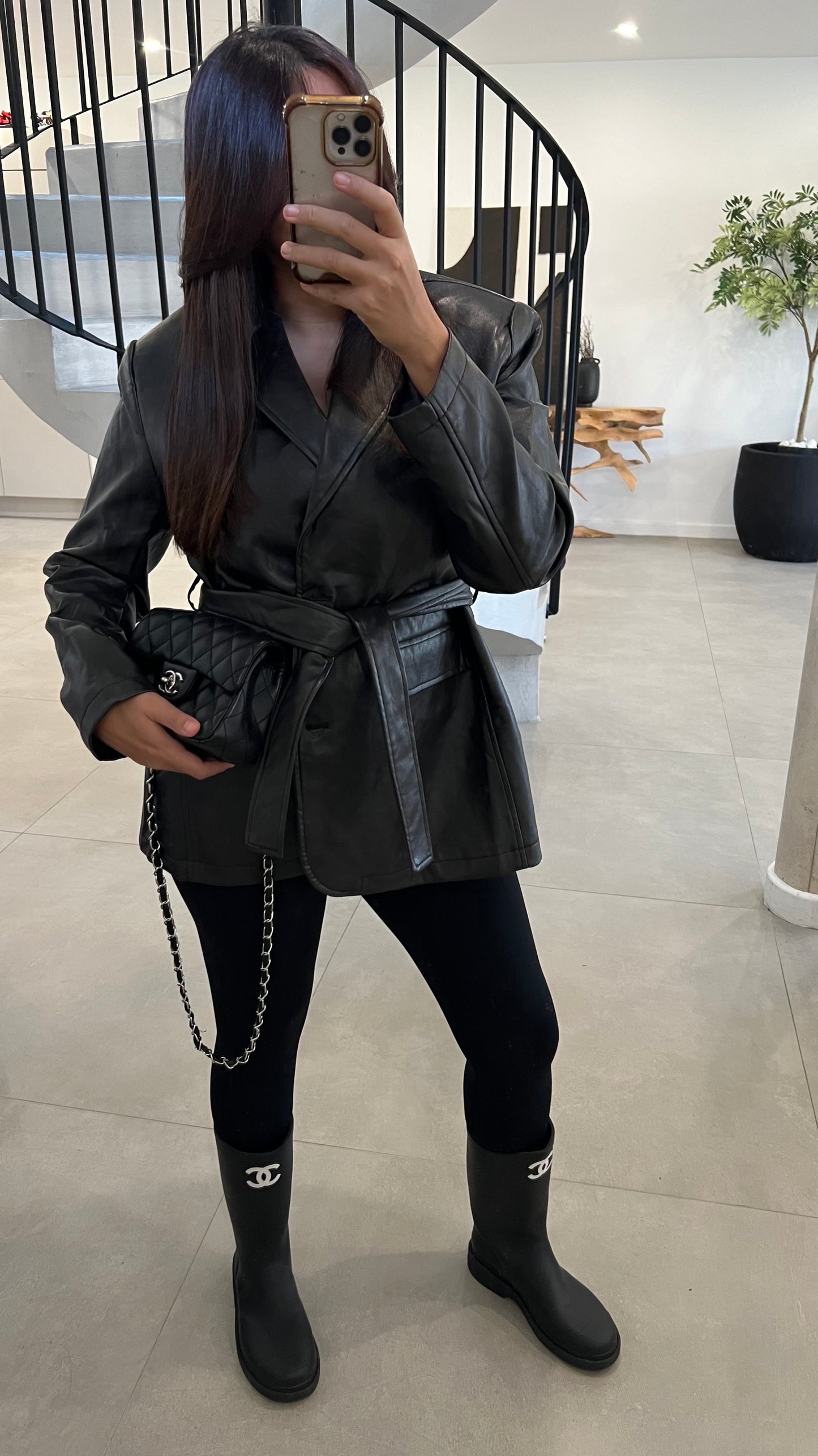 Blazer en similicuir cuir vintage