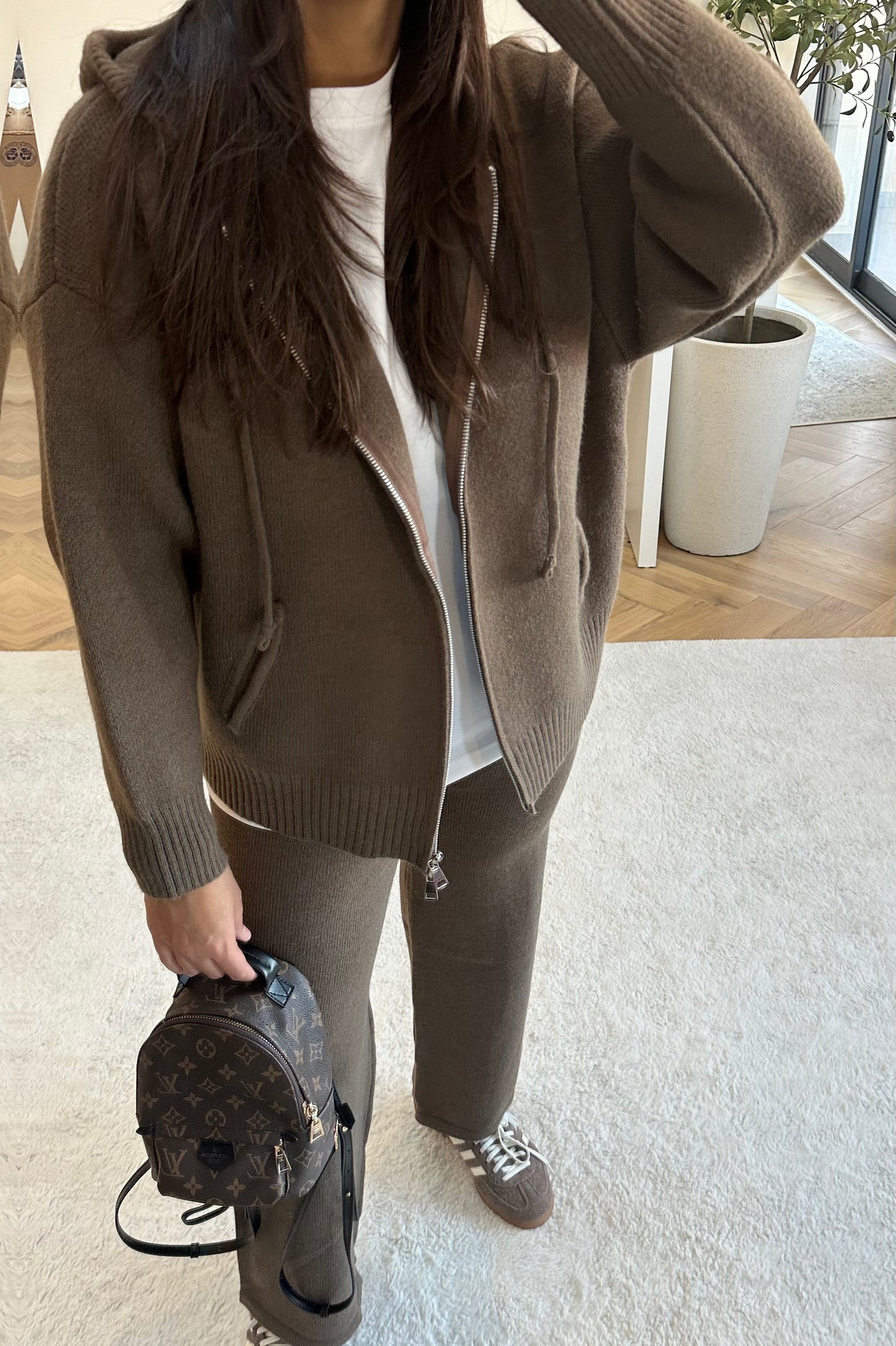 Ensemble en maille épaisse choco