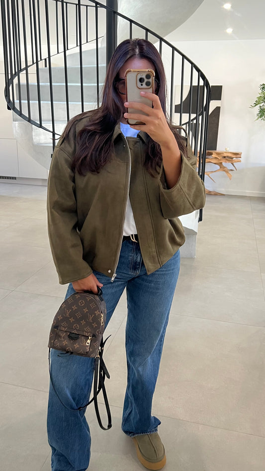 Veste en suédine kaki