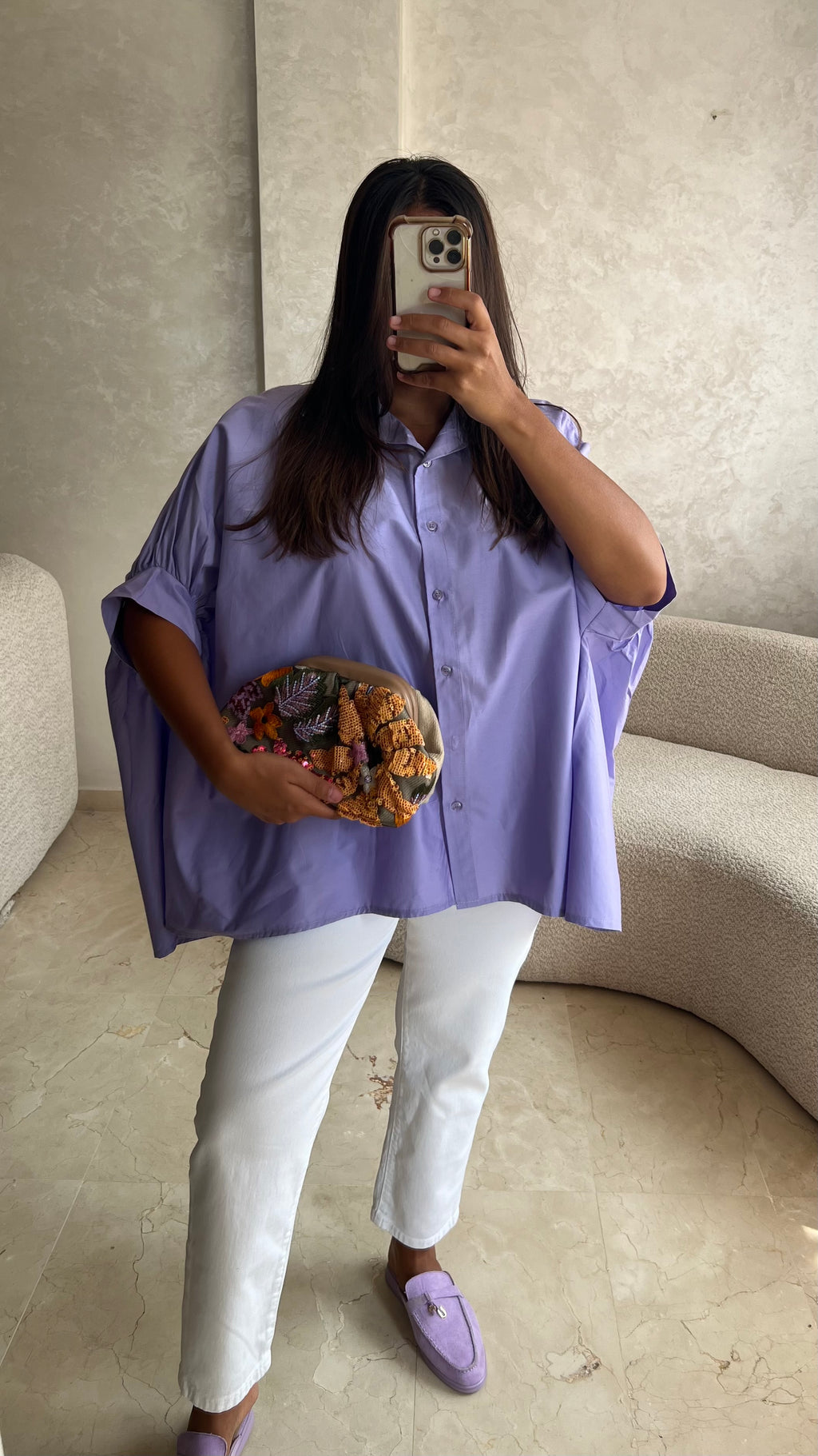 Chemise oversize violette