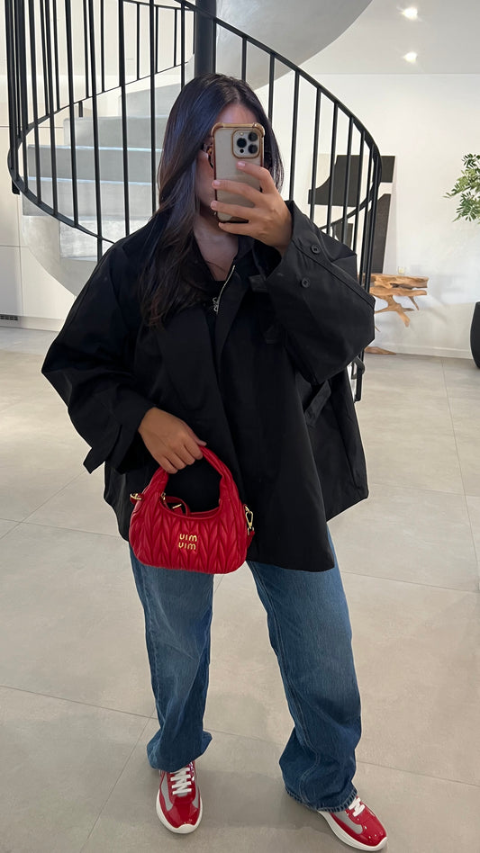 Trench court oversize noir