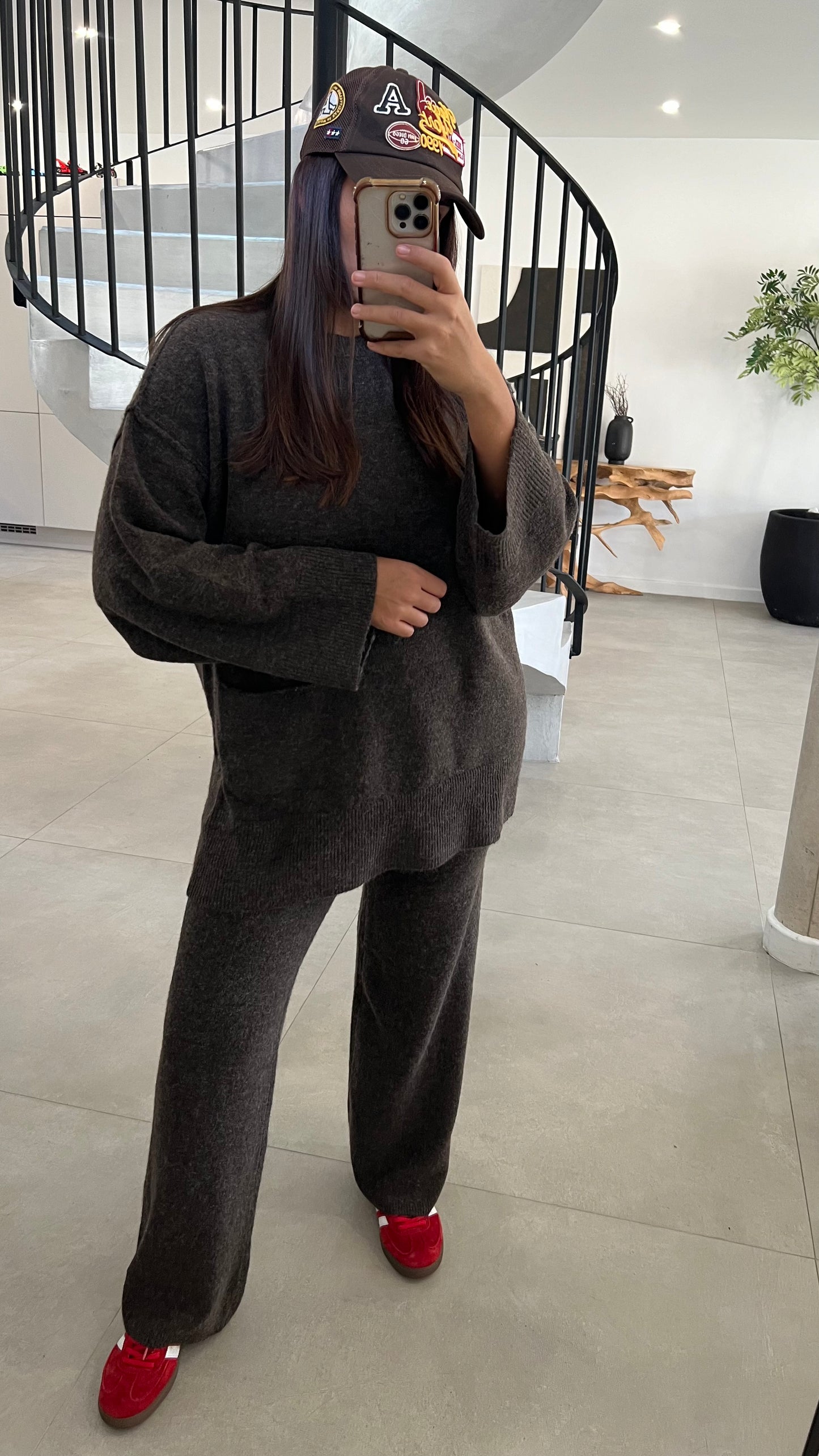 Ensemble doux à détails poche choco