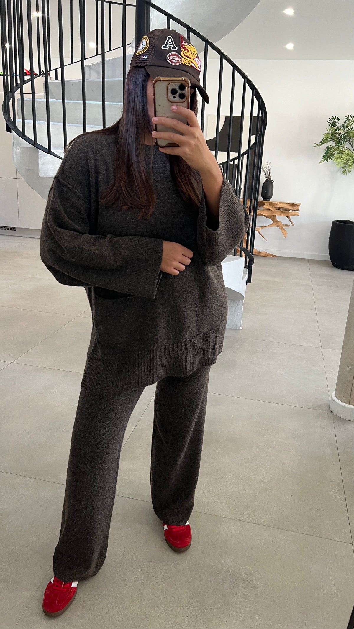 Ensemble doux à détails poche choco