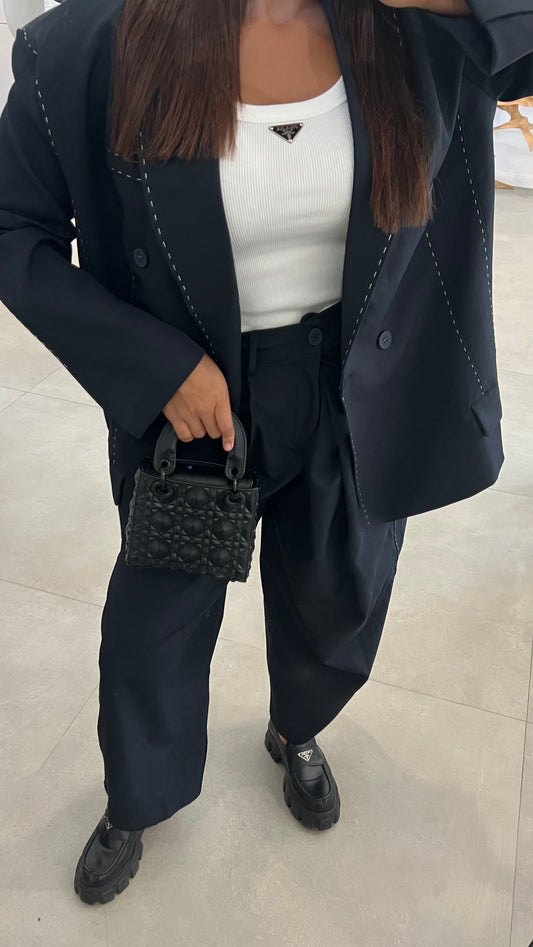 Pantalon à surpiqure bleu marine