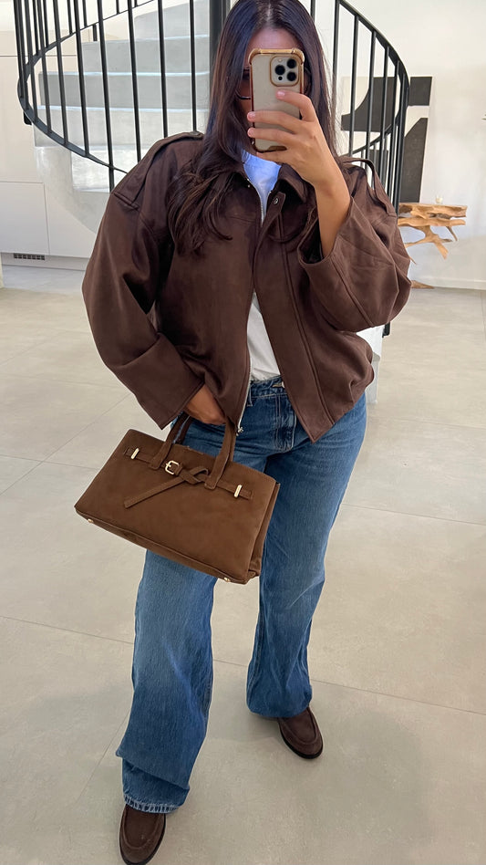 Veste en suédine marron