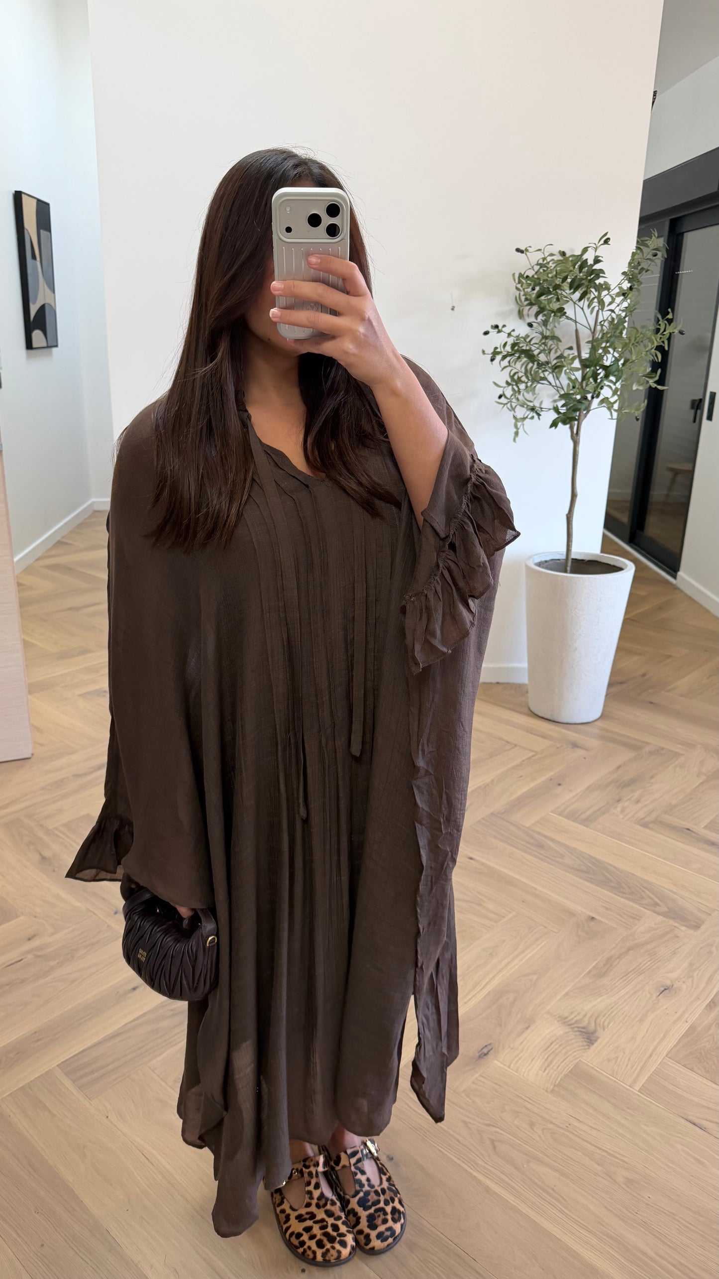Robe doublé à volant choco