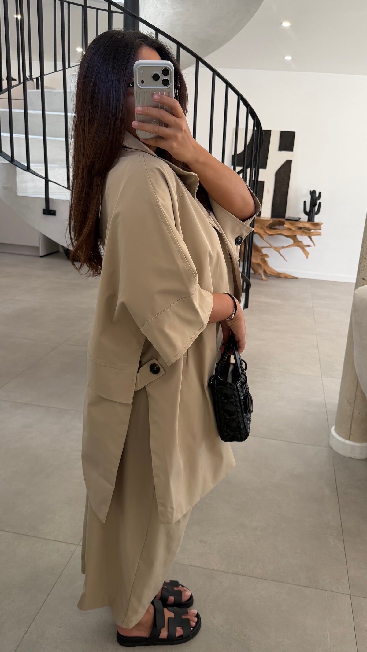 Trench mi long taupe