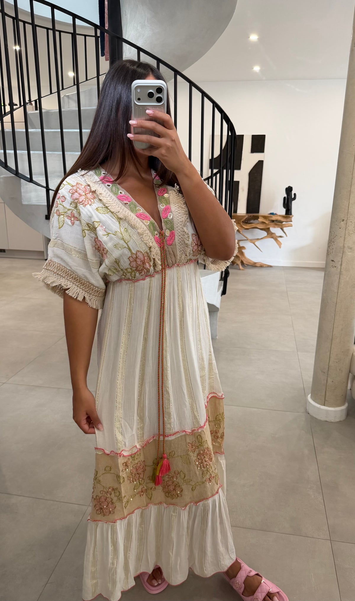 Robe bohème écru