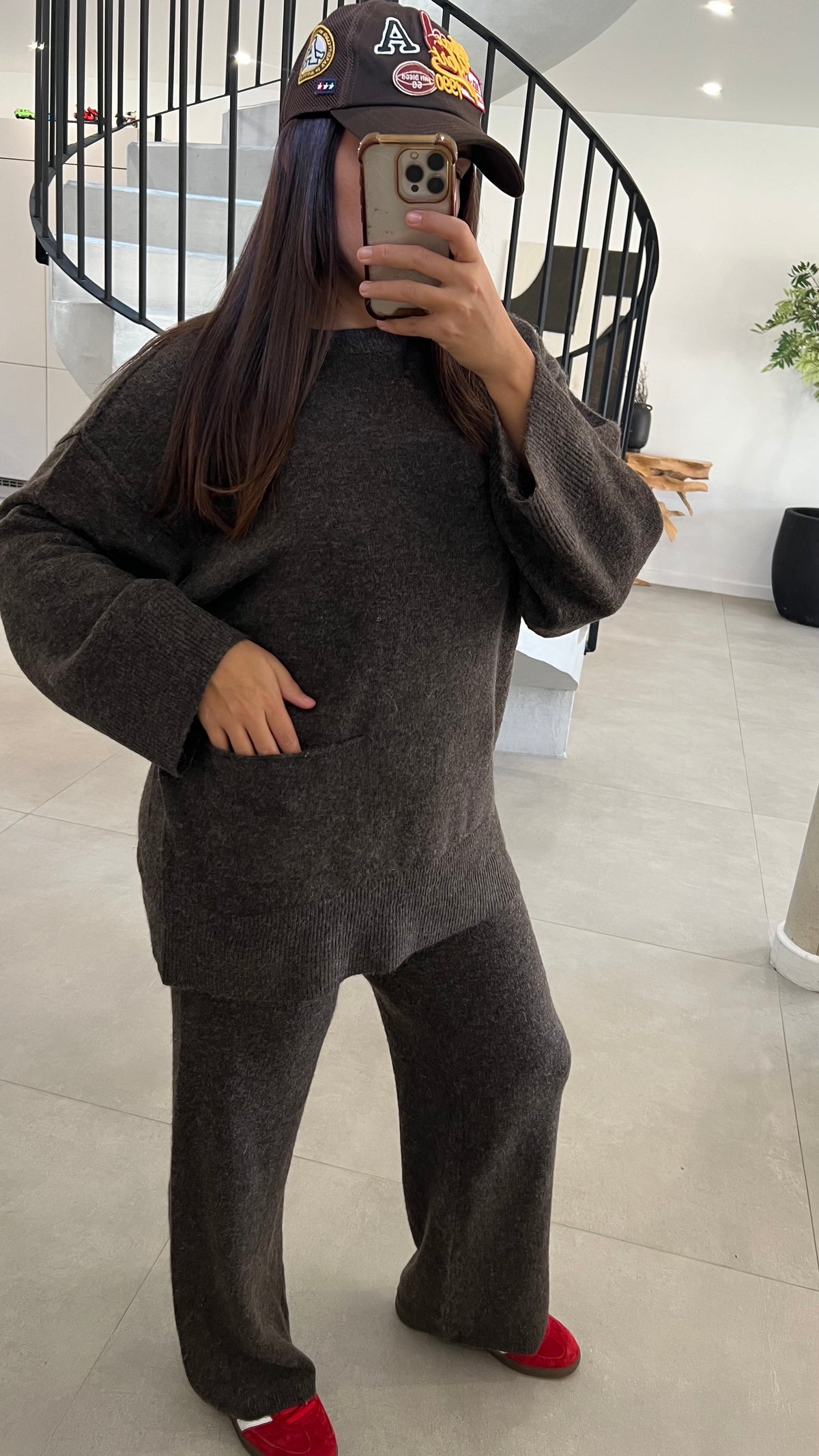 Ensemble doux à détails poche choco