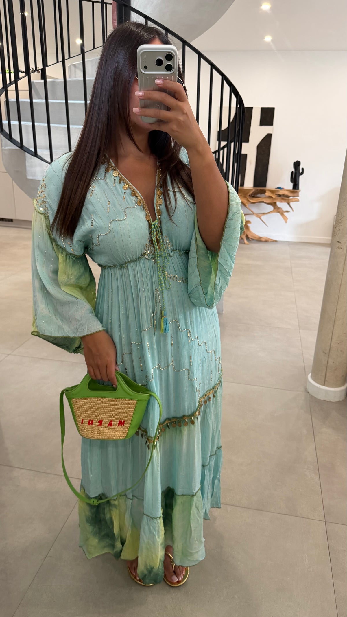 Robe bohème verte