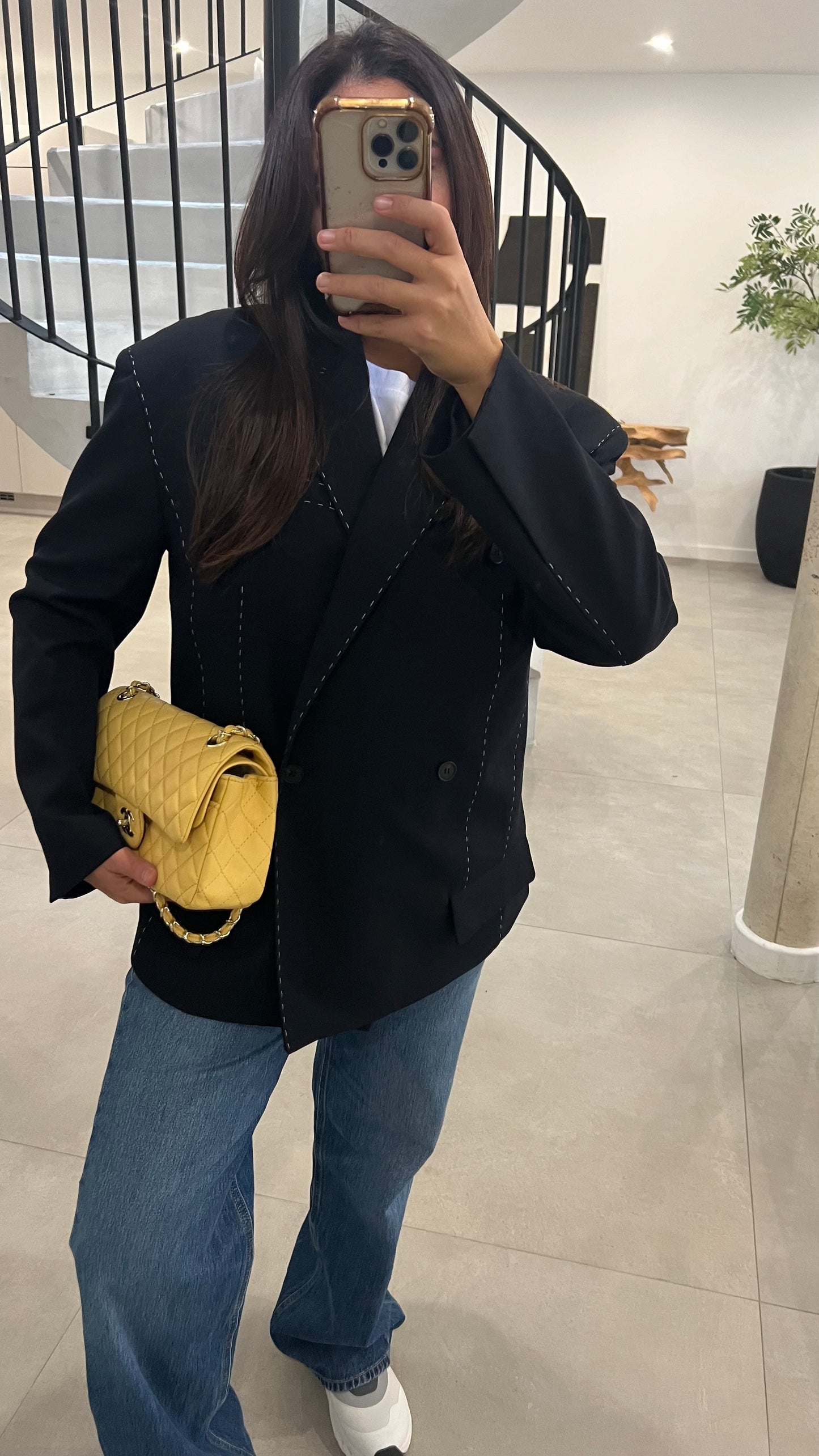 Blazer à surpiqûres noir