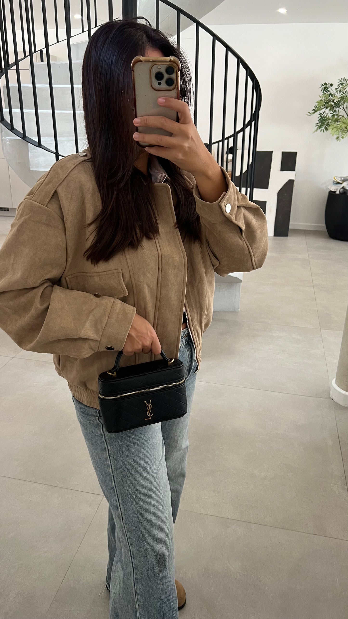 Veste en suédine beige