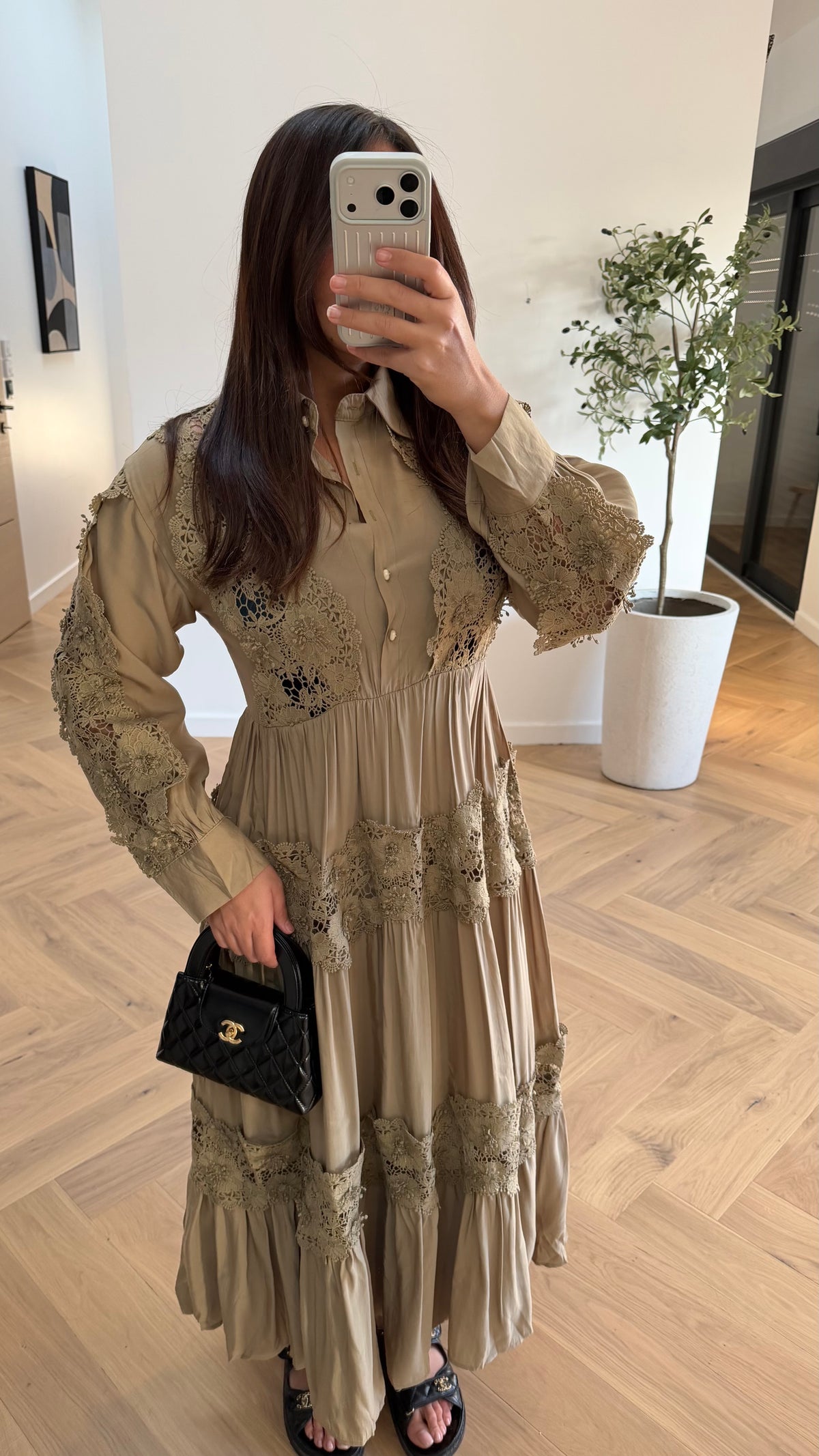 Robe longue kaki