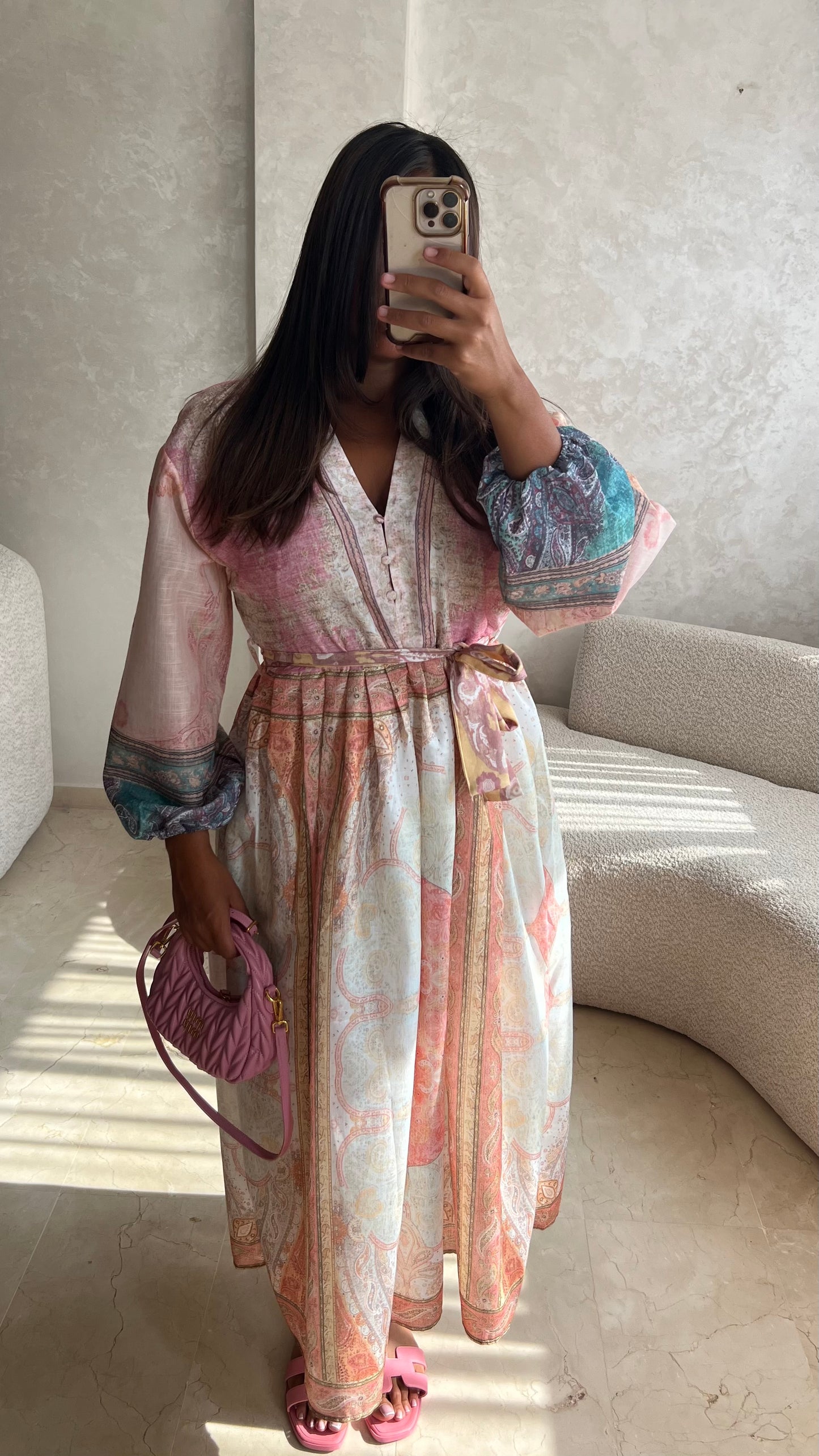Robe longue à motifs