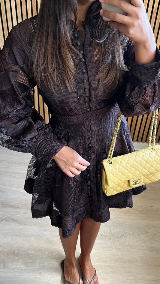 Robe courte à fleurs choco