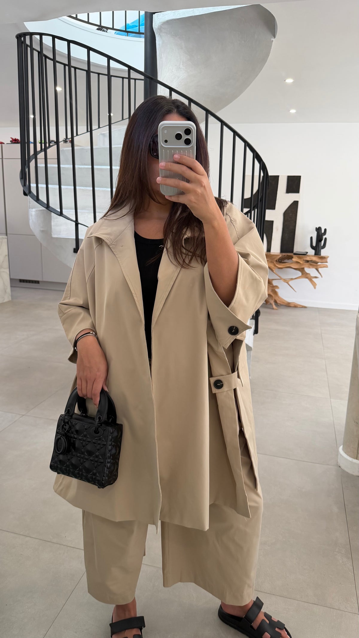 Trench mi long taupe