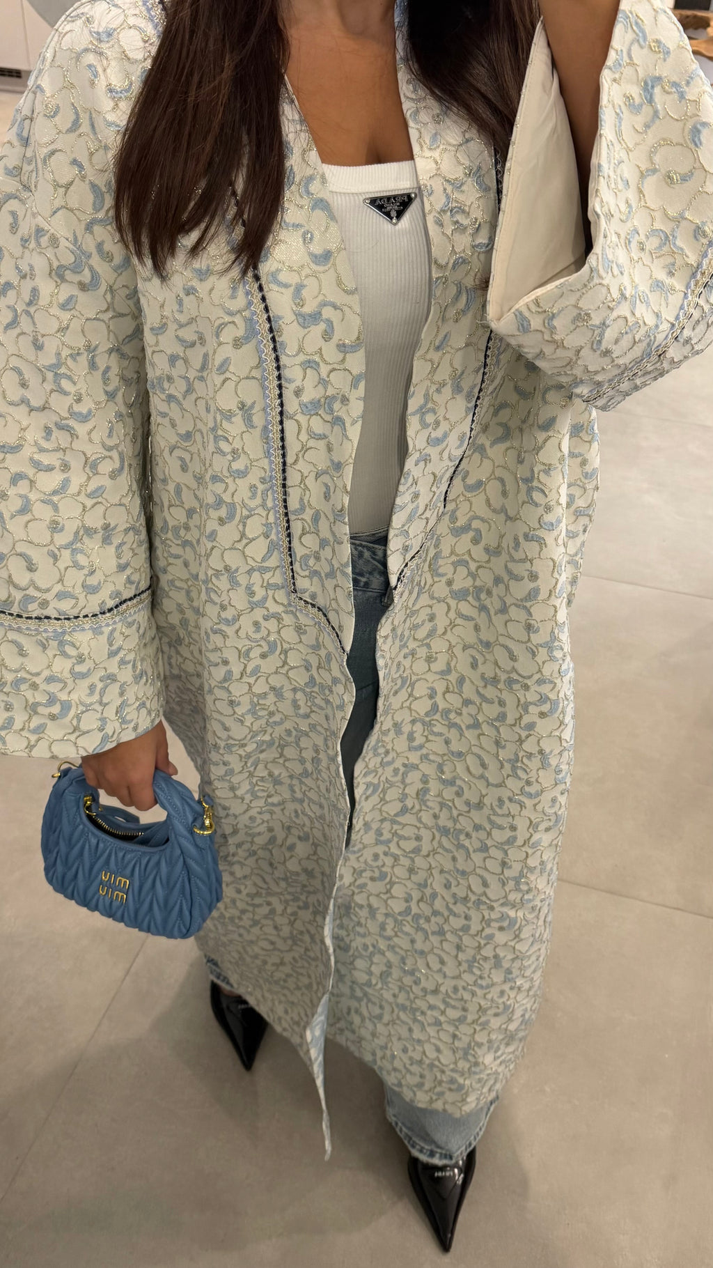 Kimono brocard bleu