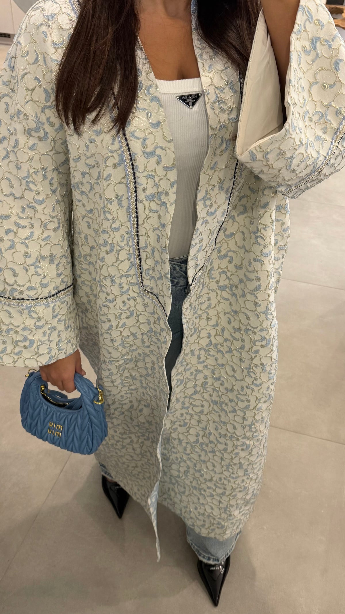 Kimono brocard bleu