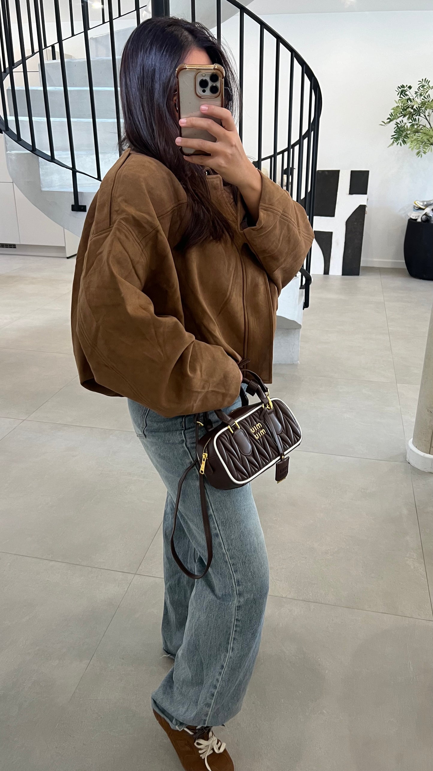 Veste en suédine Camel