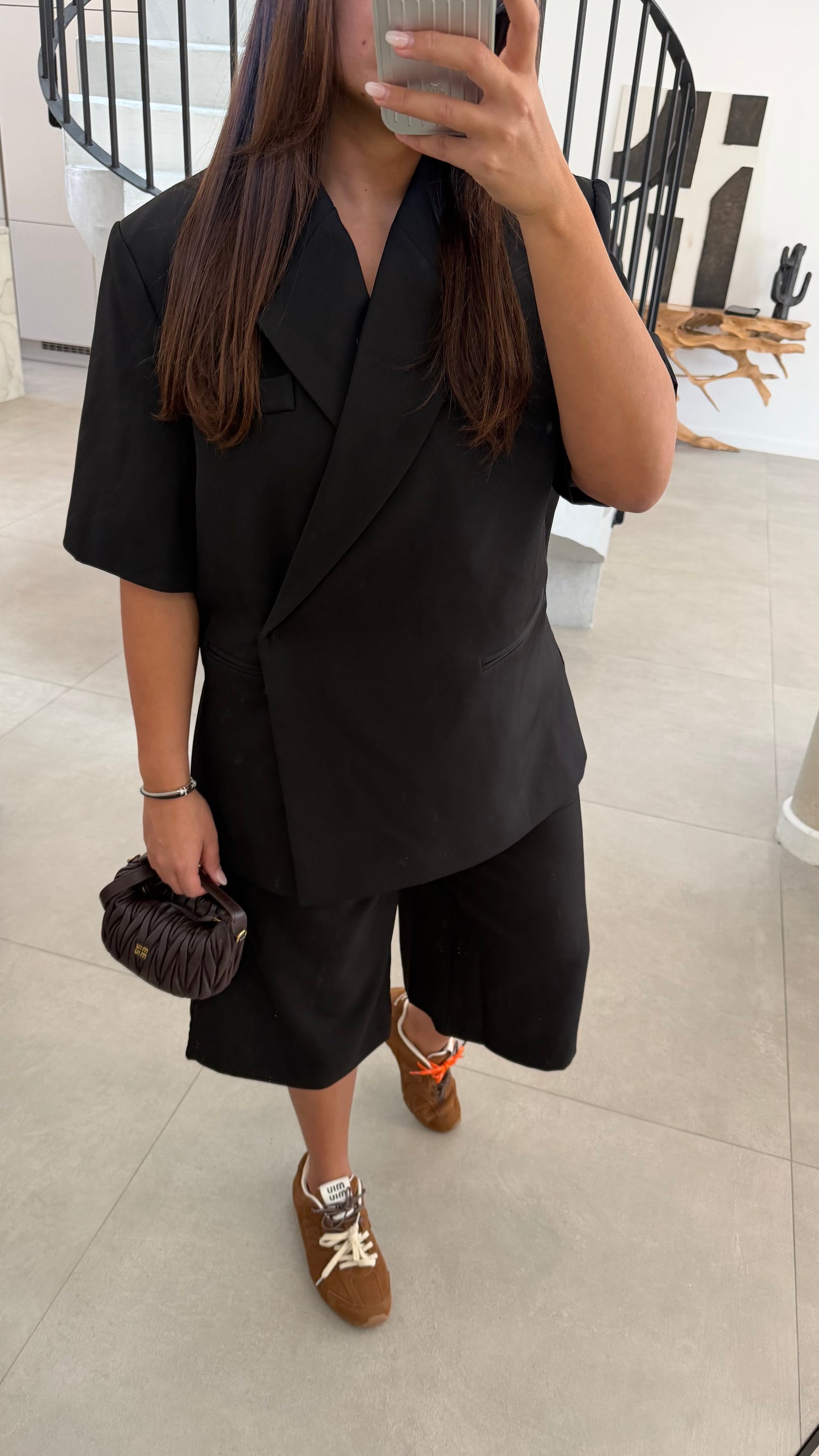 Blazer manche courte croisé noir