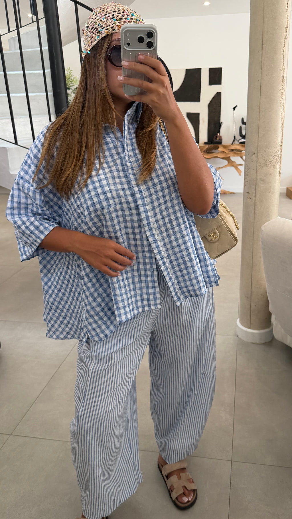 Ensemble Vichy bleu