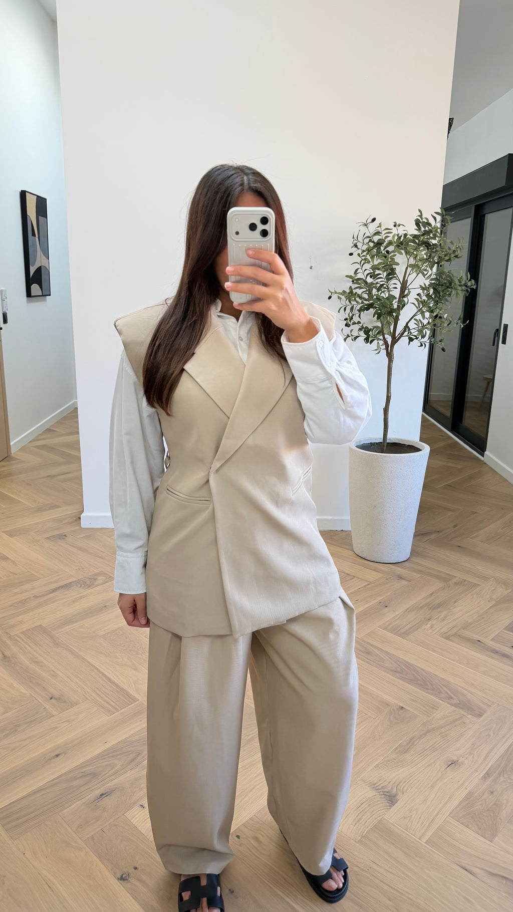 Blazer sans manches beige