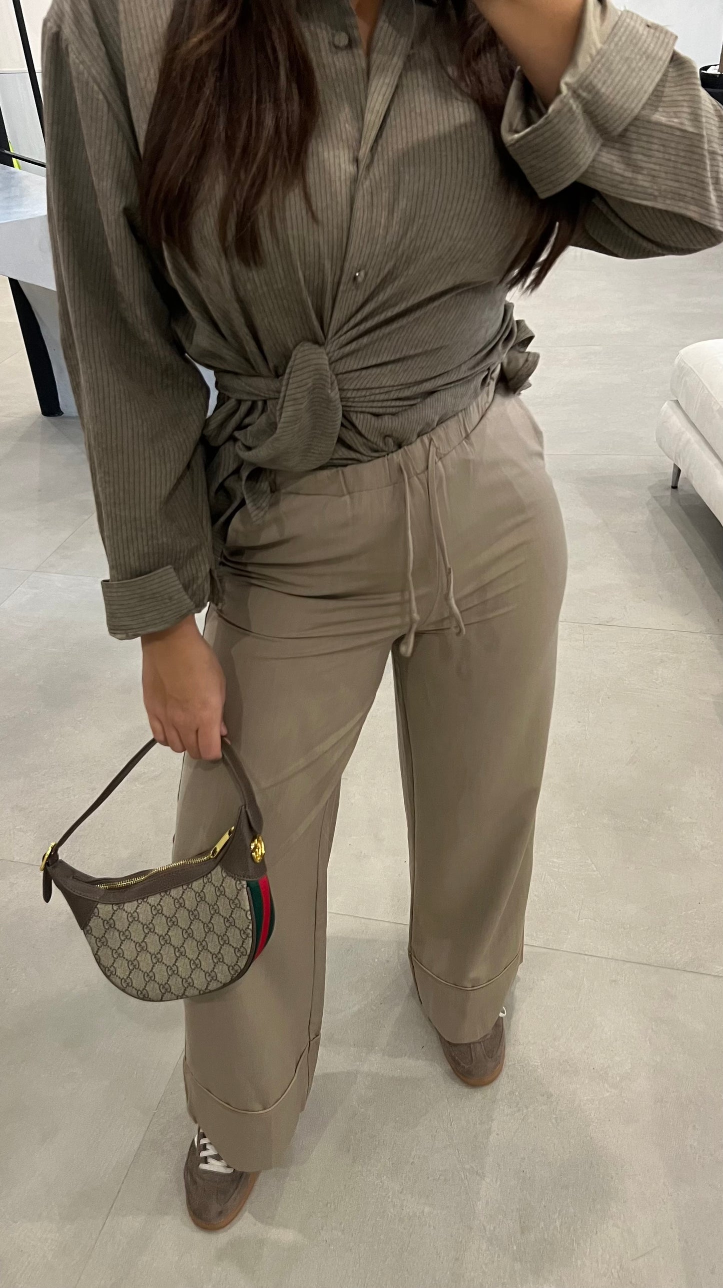 Pantalon large taupe