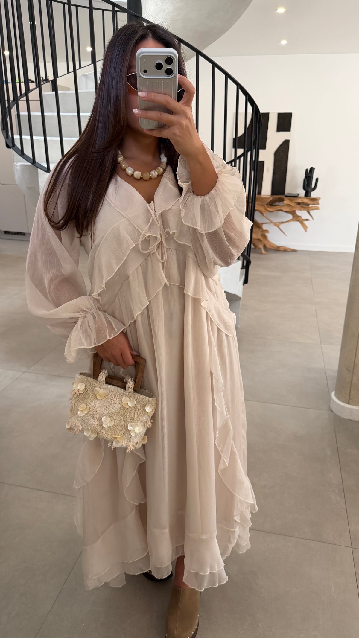 Robe longue à volant