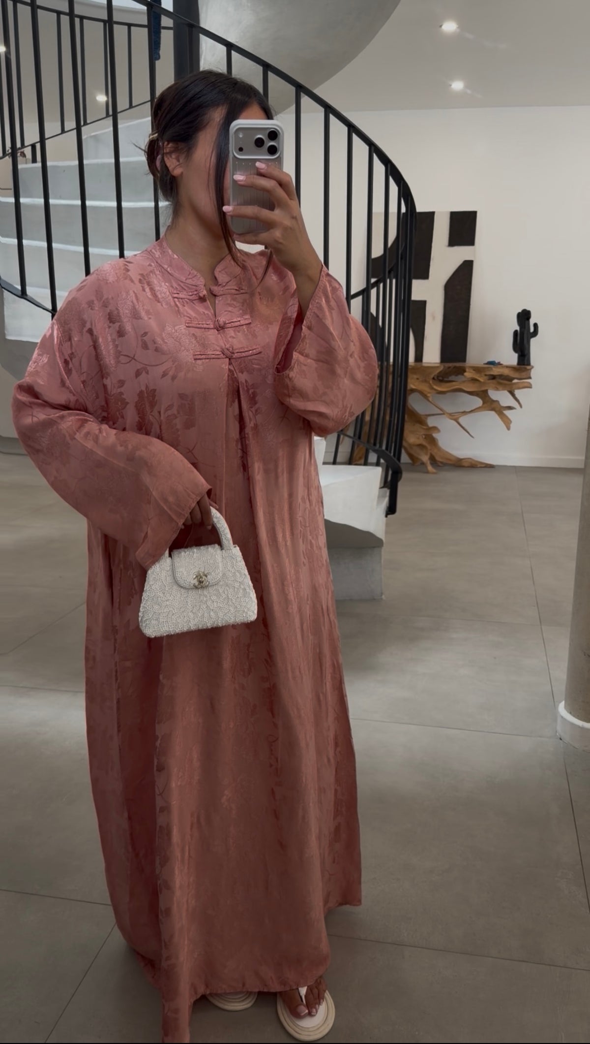 Robe longue vieux rose