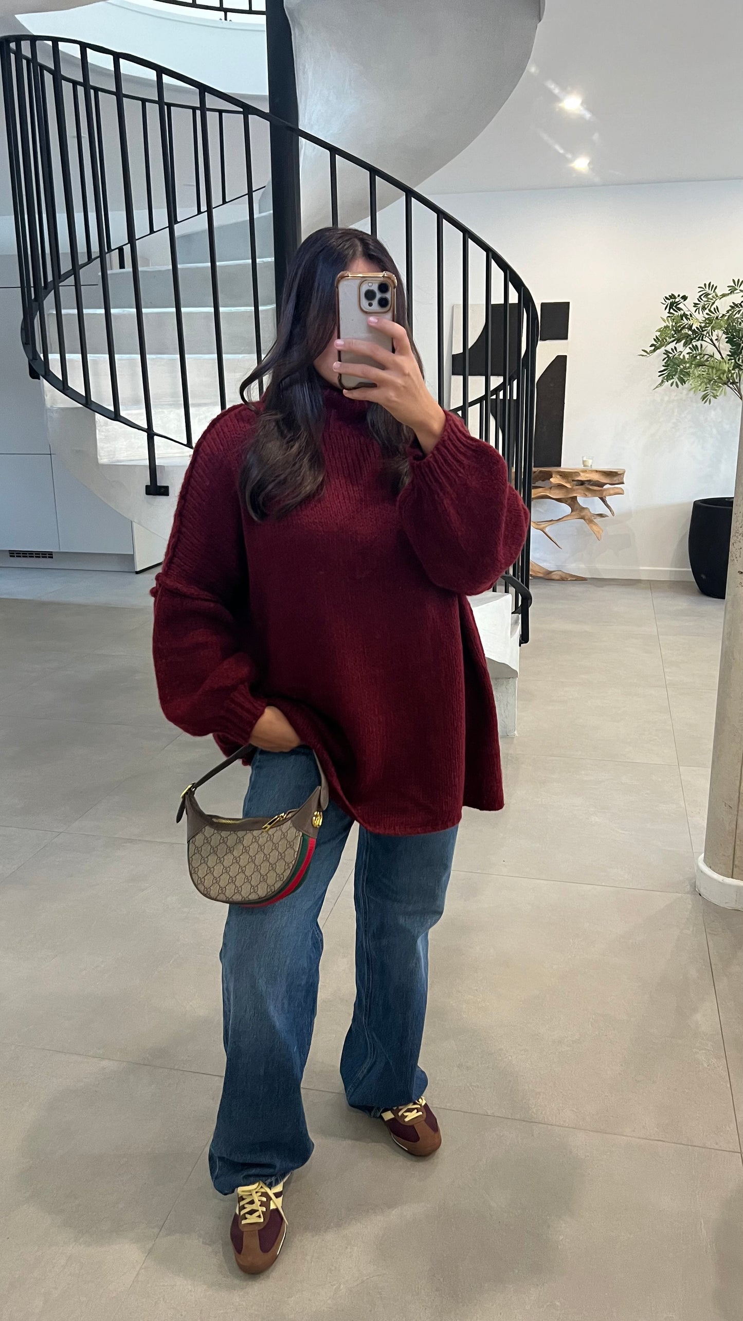Pull oversize bordeaux