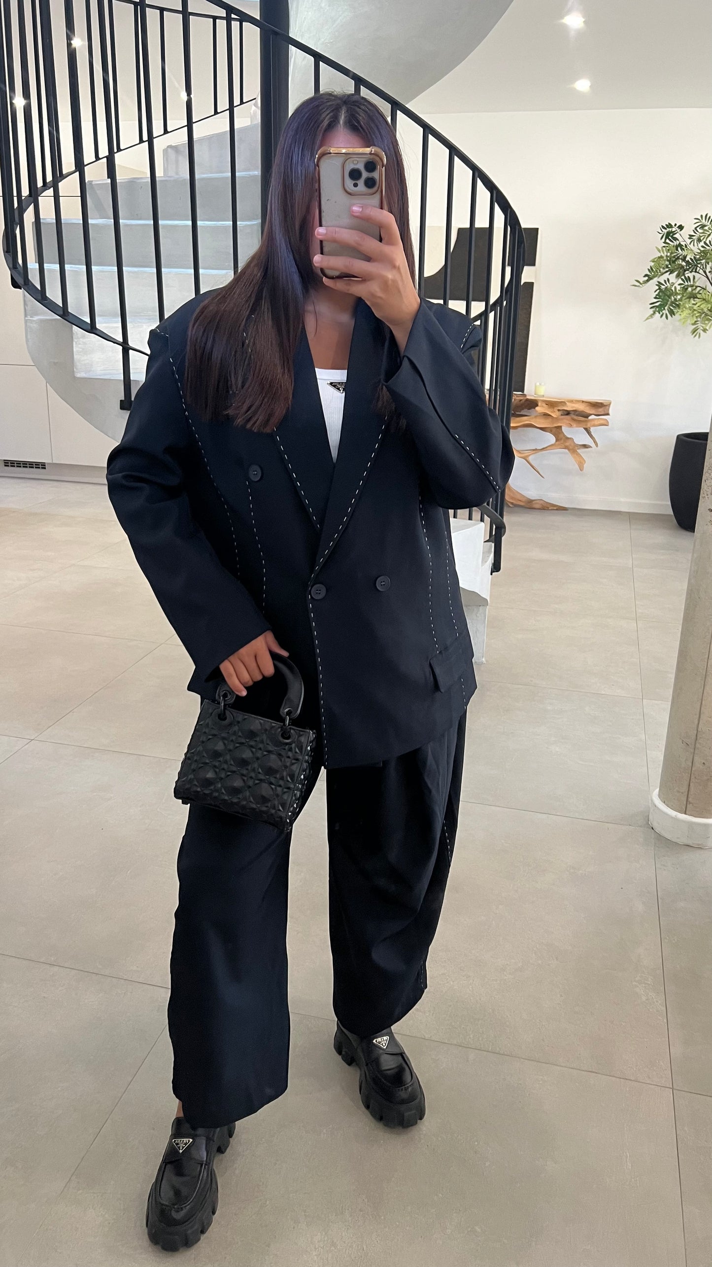 Blazer à surpiqure bleu marine