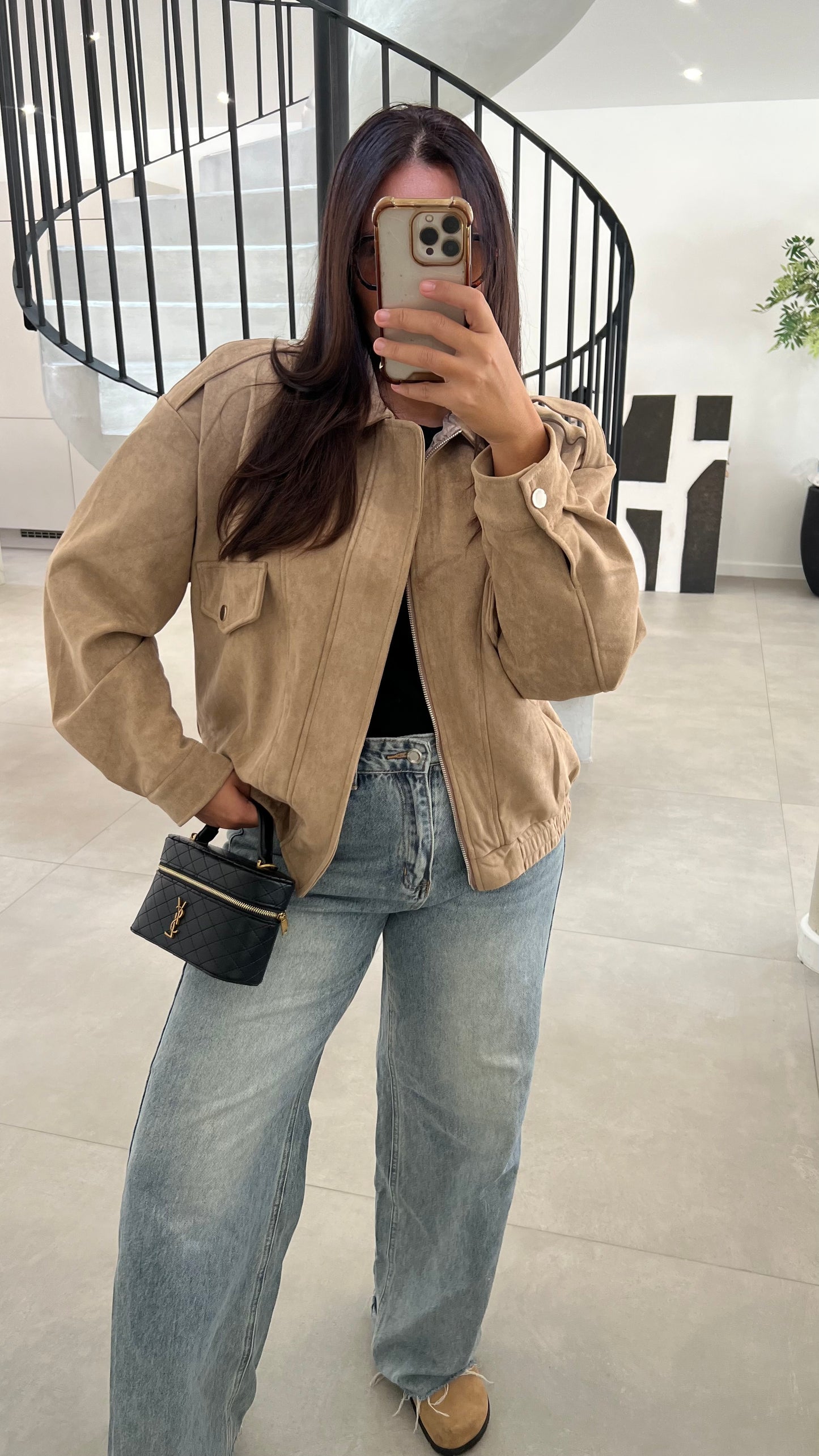 Veste en suédine beige