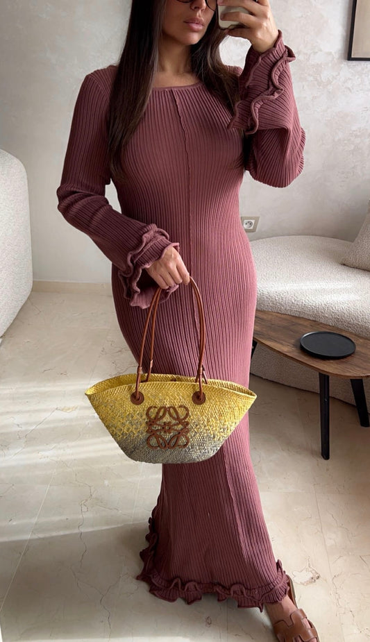 Robe longue à volants