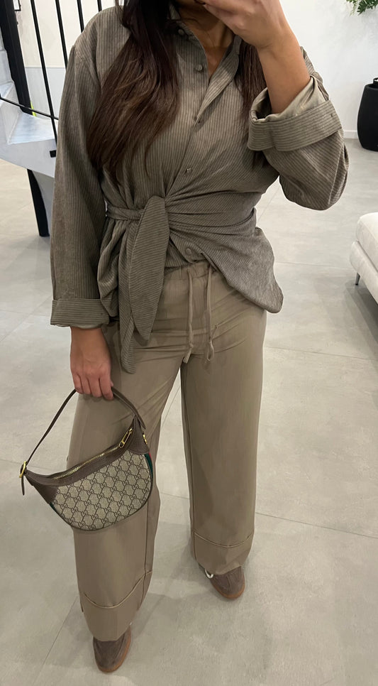 Pantalon large taupe