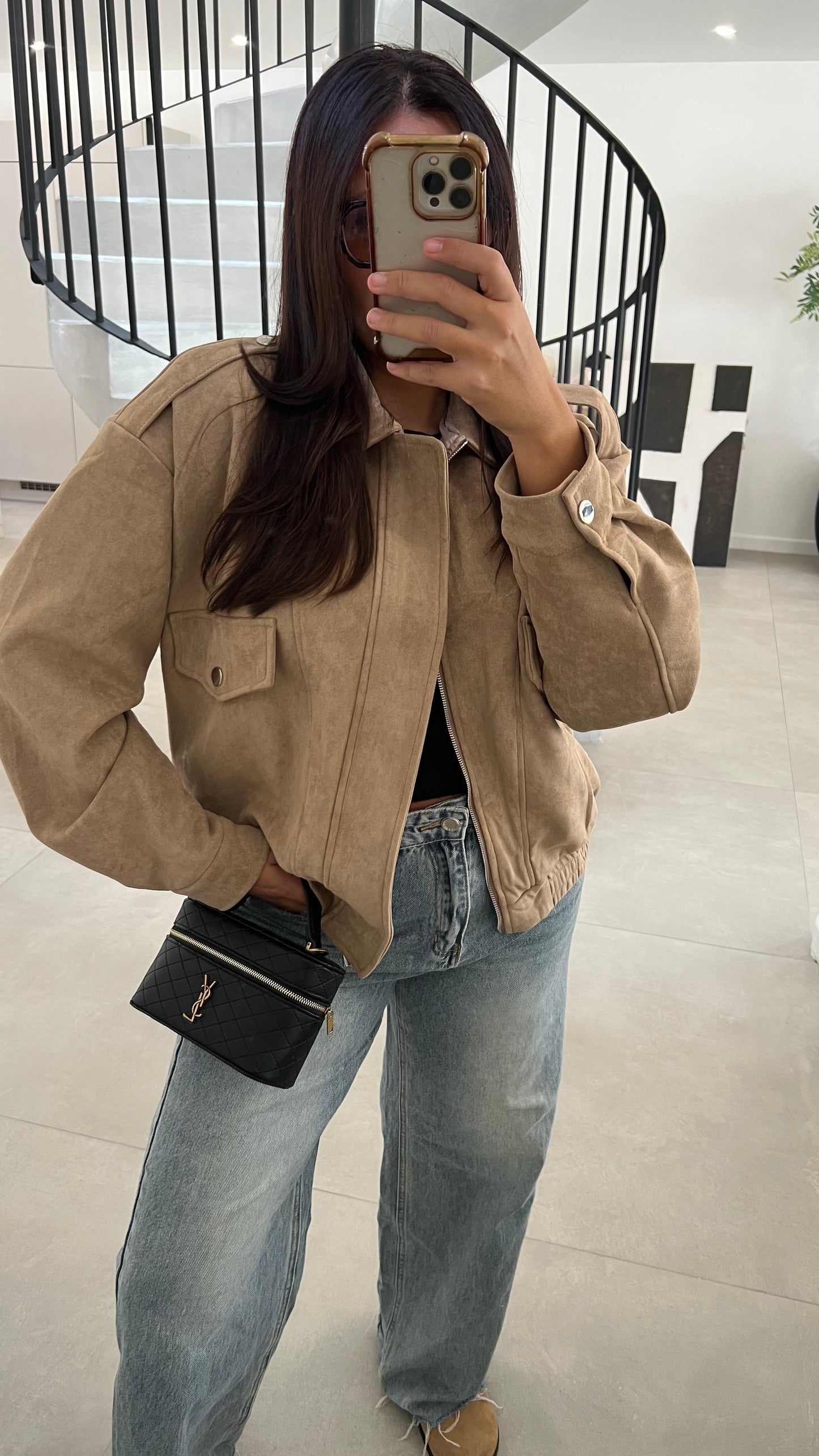 Veste en suédine beige