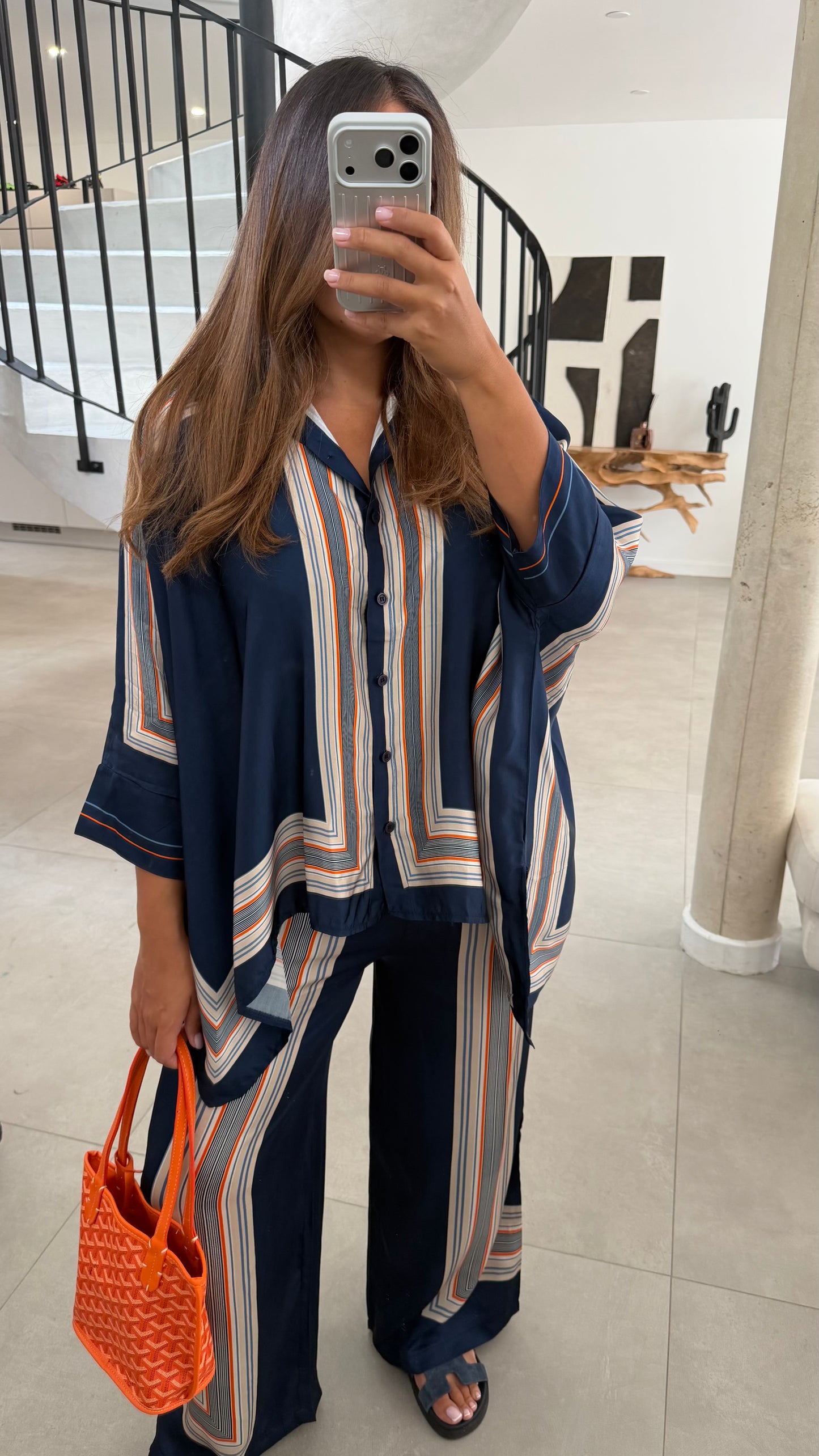 Ensemble en soie bleu