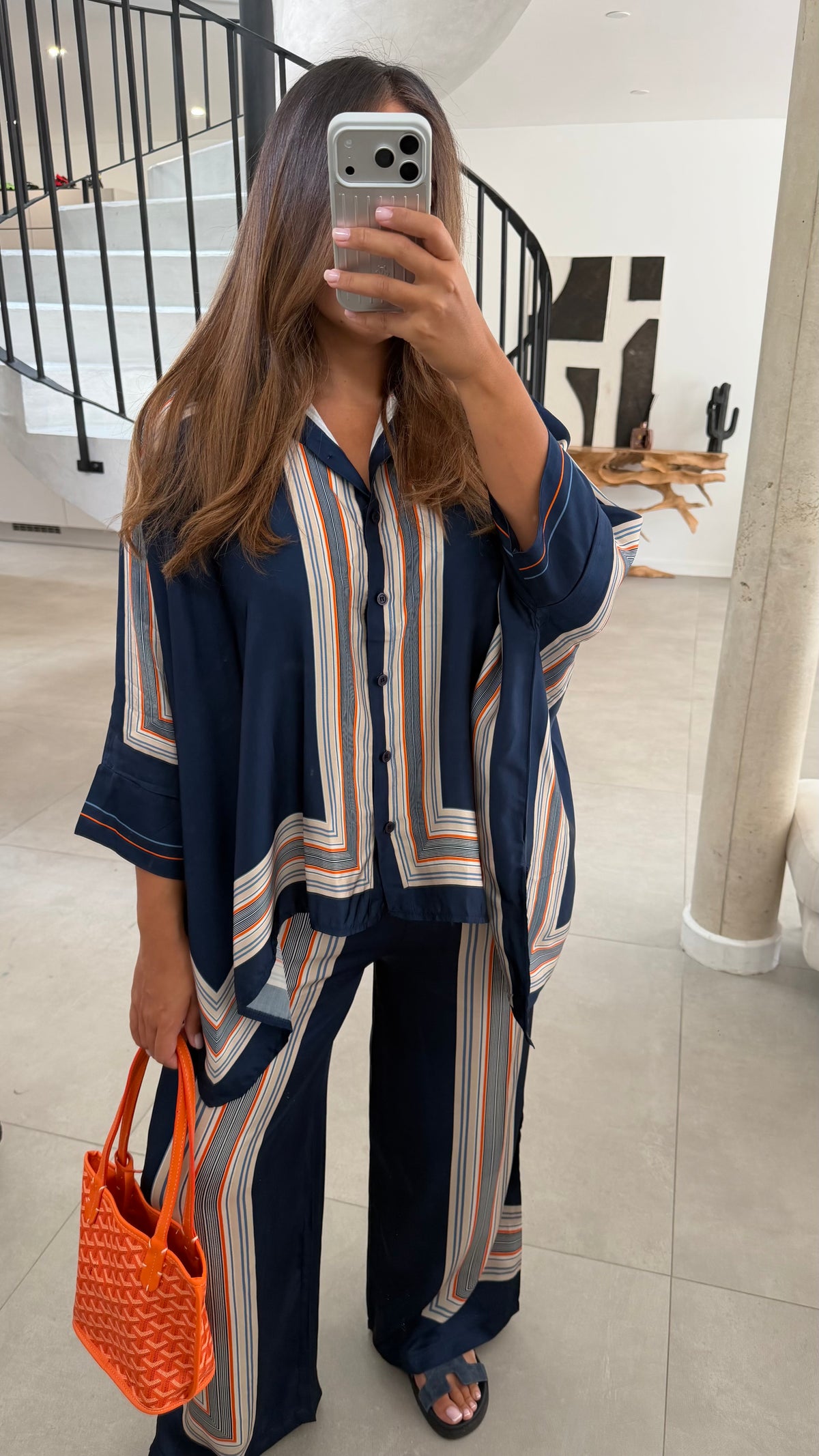 Ensemble en soie bleu
